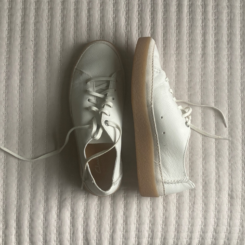 WORN ONCE Clarks Men’s Oakpark Low White Leather